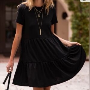 Amaryllis Black Short Sleeve Dress, Size XL